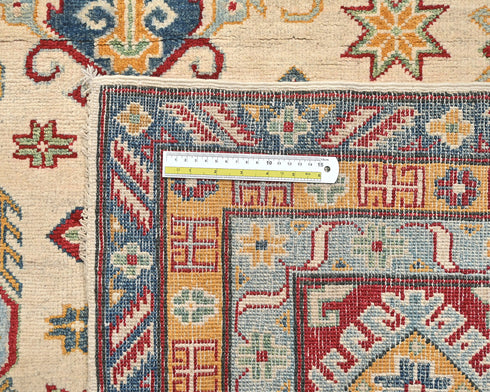 10x13 Beige Kuba Afghan Hand Knotted Wool Area Rug